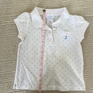 Jacadi size 4, girls white with blue polka dot polo
